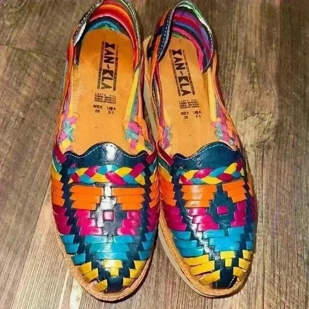 Colorful Woven Leather Flats - Multicolor Women’s Loafers